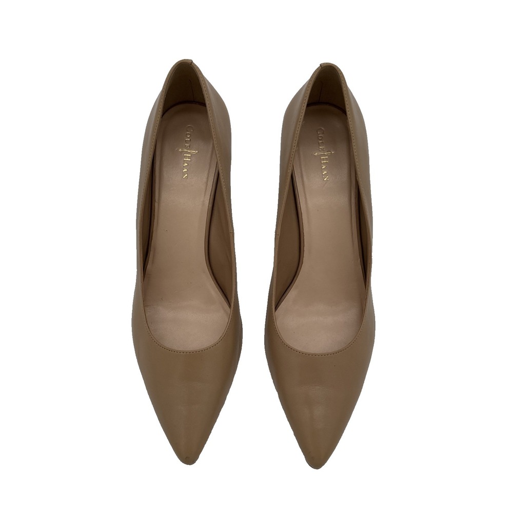 NEW Cole Haan Women Sz 11 B Grand OS Stiletto Nude Beige Leather Work Pump Heels